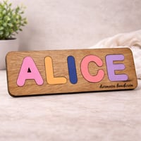 Image 1 of Wooden Name Puzzle with Stand – Custom Colors & Words