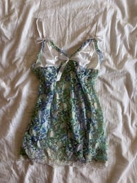 Image 4 of Vintage Y2K green and blue mermaid lace babydoll cami with ribbon detail 