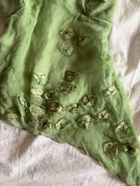 Image 5 of Vintage Y2K Lipsy rare asymmetrical hem green silk cami with floral appliqué 