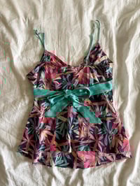 Image 4 of Vintage Y2K floral silk cami with turquoise side ties 