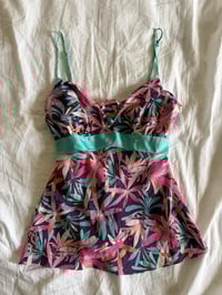Image 5 of Vintage Y2K floral silk cami with turquoise side ties 