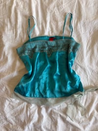 Image 1 of Vintage Y2K blue fairy mermaid cami with sequins and mesh  