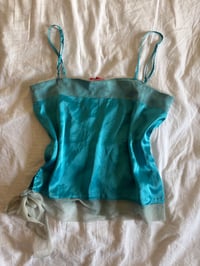 Image 2 of Vintage Y2K blue fairy mermaid cami with sequins and mesh  