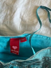 Image 3 of Vintage Y2K blue fairy mermaid cami with sequins and mesh  