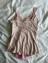 Image 2 of Vintage y2k pink fairy cami with asymmetrical hem and contrast detailing and bow