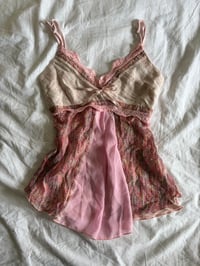 Image 5 of Vintage y2k pink fairy cami with asymmetrical hem and contrast detailing and bow