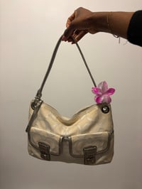 Image 1 of 2012 Coach Poppy Signature Grey and Silver Metallic Hippie Shoulder Bag  