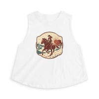 Image 2 of Cowgirl Sunset Crop Top – Western Horse Rider Graphic