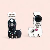 Broche Pin's Lama "Wool Lover" Version Noir Chic !