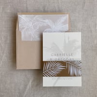 Image 17 of Palm leaf white ink printed paper belly bands  PACK of 10