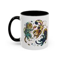 Space Cat Accent Coffee Mug – Cute Astronaut Black Cat Design, 11/15 oz