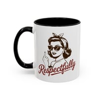 Vintage 'Respectfully' Middle Finger Accent Coffee Mug