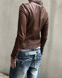 Image 2 of BROWN CONTRAST STITCH LEATHER JACKET