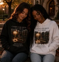 🖤 Campus Secrets Hoodie – Dark Academia Book Lover Hoodie