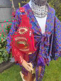 Image 8 of Amara Wrap dress - Blues reds 10-16 uk