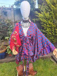 Image 3 of Amara Wrap dress - Blues reds 10-16 uk