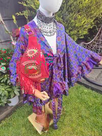 Image 9 of Amara Wrap dress - Blues reds 10-16 uk