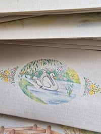 Image 4 of vintage writing paper set swan envelope cottage garden