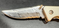 Image 3 of Damascus Folding Pocket Knife w/Custom "Army" Engraving