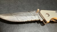 Image 6 of Damascus Folding Pocket Knife w/Custom "Army" Engraving