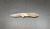 Image 1 of Damascus Folding Pocket Knife w/Custom "Army" Engraving