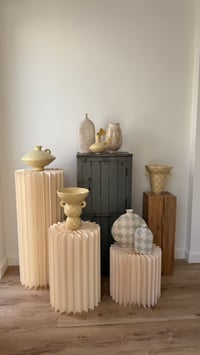 Image 3 of Buttermilk check orbit vase - S