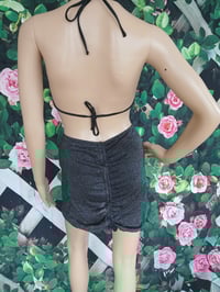 Image 3 of Women's three piece black gold chain skirt swimsuit size Large and Medium 