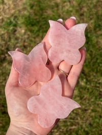 Image 1 of Rose Quartz Butterfly Carving