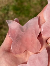 Image 2 of Rose Quartz Butterfly Carving