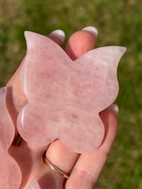 Image 3 of Rose Quartz Butterfly Carving