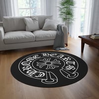 Image 4 of Vintage Chrome Hearts Cross Luxury Black Round Rug
