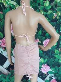 Image 3 of Women's three piece pink gold chain skirt swimsuit.