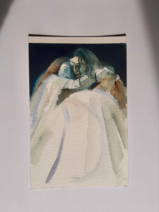 Elizabeth and the creature ~ Original painting 