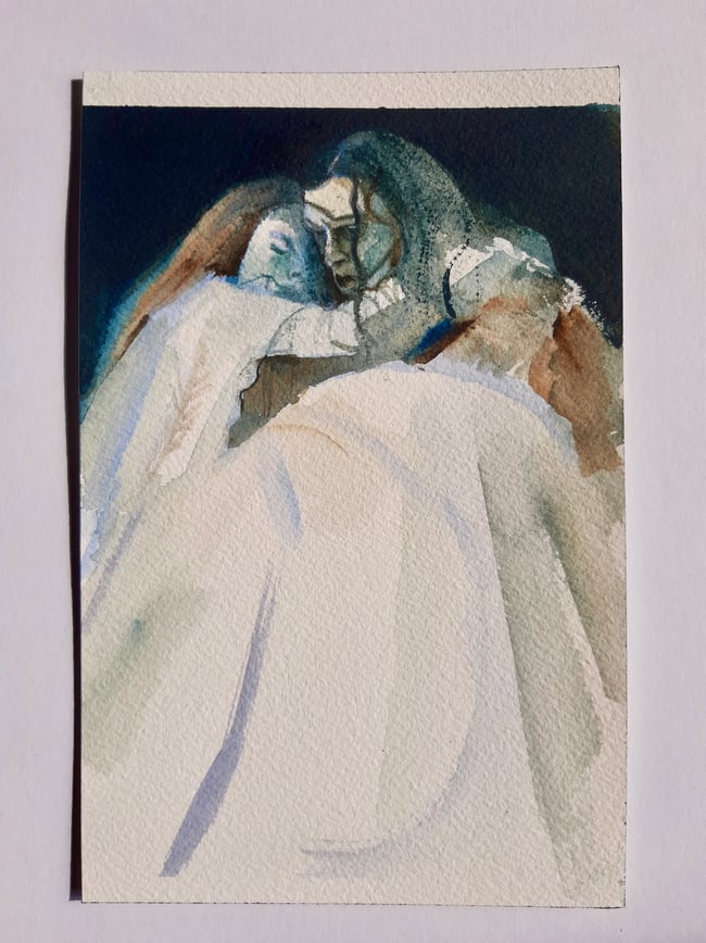 Elizabeth and the creature ~ Original painting 