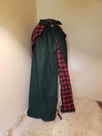 Image 4 of Green Kinsale Cloak with Plaid lining