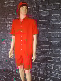 Image 1 of Men's fancy red short set size L, XL, 2XL, and 3XL