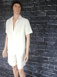 Image 1 of Mens white casual short sets size L, XL, XXL,  and XXXL