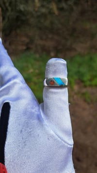 Image 1 of Turquoise and Red Coral inlay Ring