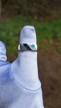 Image 1 of Blue goldstone and Turquoise ~~ Inlay Ring