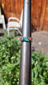 Turquoise and coral~~ Inlay Ring
