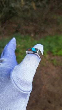 Image 2 of Turquoise and Red Coral inlay Ring