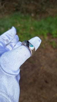 Image 3 of Blue goldstone and Turquoise ~~ Inlay Ring
