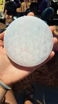 Image 4 of 4" Celenite Disk ~~ Flower of Life