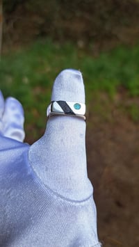 Image 4 of Blue goldstone and Turquoise ~~ Inlay Ring