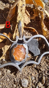 Image 2 of Rainbow confetti Sunstone Bat pendant