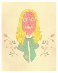 strawberry worm skull 8x10 print