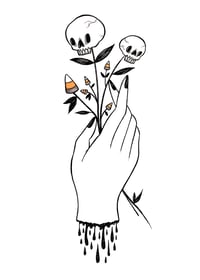 hand with skullflowers 5x7 print