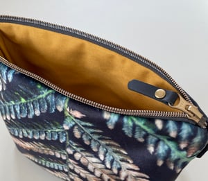 Image of Fern frond, large velvet shoulder bag with adjustable leather strap