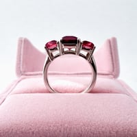 Image 3 of Rubellite & Tajikistan Spinel Red & Pink 3 Stone Ring