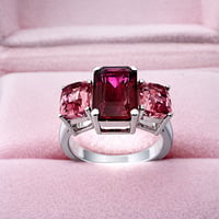 Image 4 of Rubellite & Tajikistan Spinel Red & Pink 3 Stone Ring